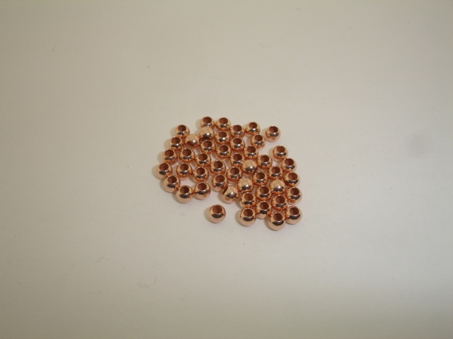 925° SILVER PINK GOLD PLATED BALL 3mm WITH 1.5mm HOLE  0,05g/PIECE (150PIECES PER PACK)