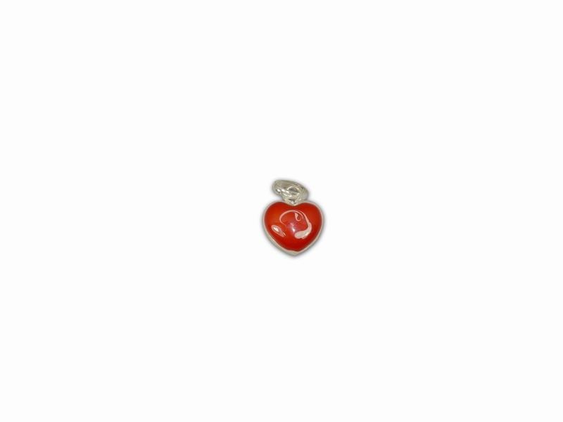 925° SILVER HEART WITH ENAMEL COLOUR RED PENDANT 14x17mm
