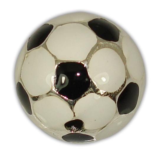 925° SILVER BALL OF FOOTBALL WITH ENAMEL COLOUR BLACK AND WHITE PENDANT 14mm