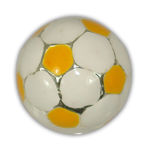 925° SILVER BALL OF FOOTBALL WITH ENAMEL COLOUR YELLOW AND WHITE PENDANT 14mm