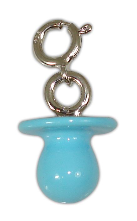 925° SILVER PACIFIER WITH ENAMEL TURQOISE BLUE PENDΑNT 10x13mm