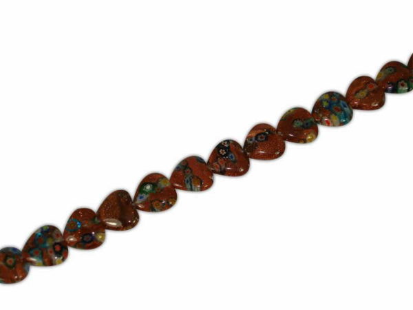 MILEFIORE HEART WITH FLOWERS 16x16mm