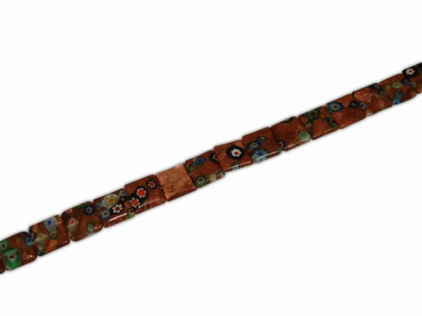 MILEFIORE SQUARE WITH FLOWERS 12x12mm