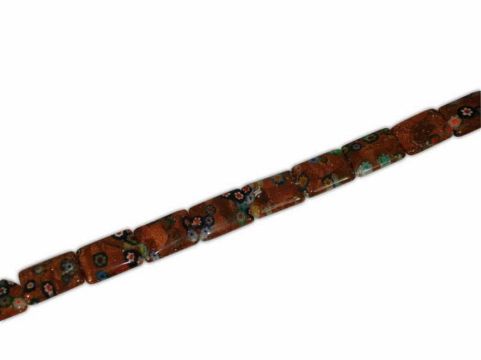MILEFIORE RECTANGULAR WITN FLOWERS 13x19mm