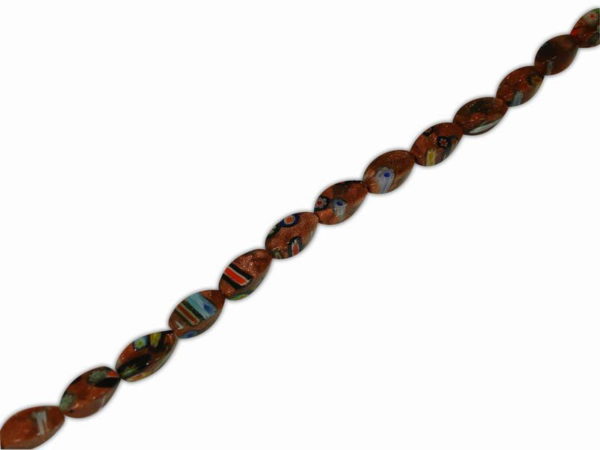 MILEFIORE OVAL WITH FLOWERS 8x16mm