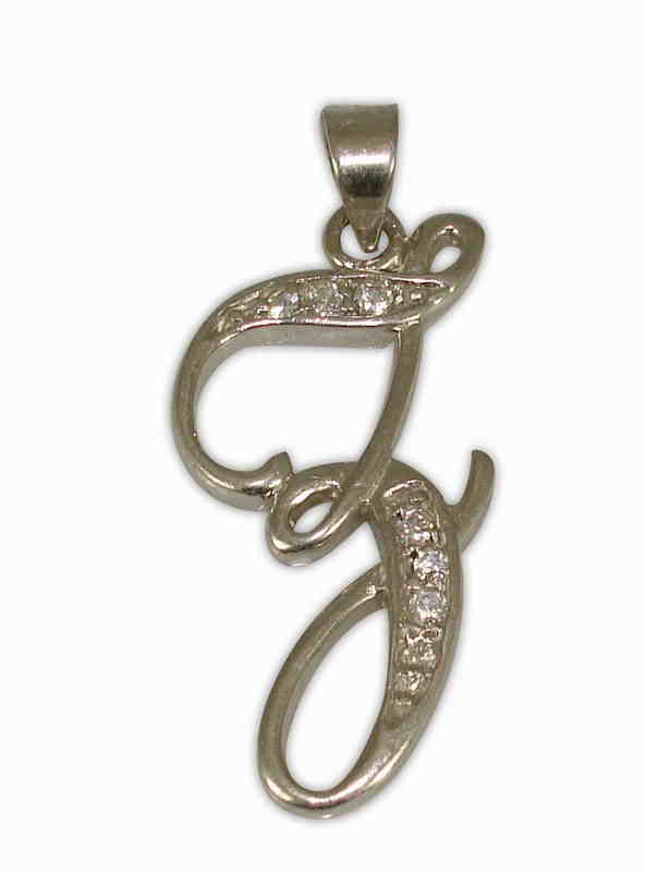 SILVER 925° LETTER ''J'' WITH ZIRCON PENDANT 13x27mm