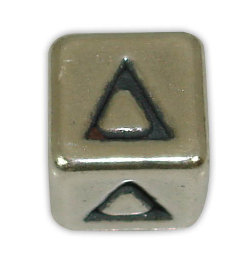 SILVER 925° CUBE WITH GREEK LETTER ''Δ'' STRAINED 10x10mm