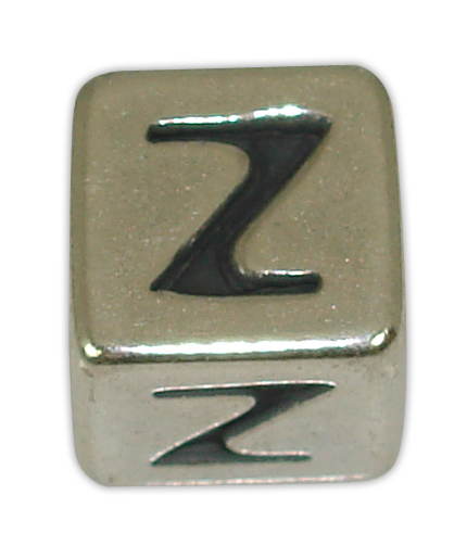 SILVER 925° CUBE WITH GREEK LETTER ''Z'' STRAINED 10x10mm