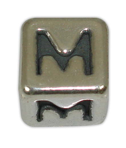 SILVER 925° CUBE WITH GREEK LETTER ''M'' STRAINED 10x10mm