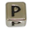SILVER 925° CUBE WITH GREEK LETTER ''Ρ'' STRAINED 10x10mm