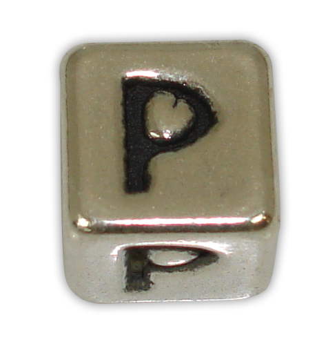 SILVER 925° CUBE WITH GREEK LETTER ''Ρ'' STRAINED 10x10mm