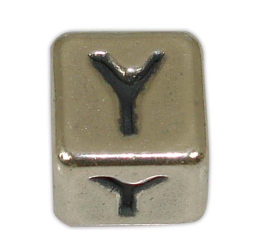 SILVER 925° CUBE WITH GREEK LETTER ''Y'' STRAINED 10x10mm
