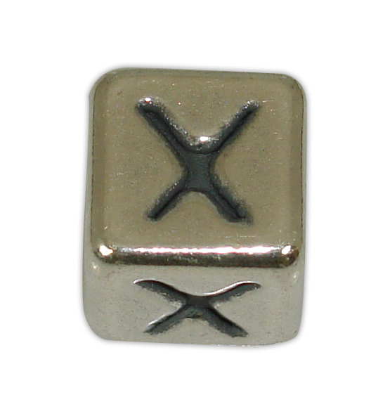 SILVER 925° CUBE WITH GREEK LETTER ''x'' STRAINED 10x10mm