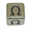SILVER 925° CUBE WITH GREEK LETTER ''Ω'' STRAINED 10x10mm
